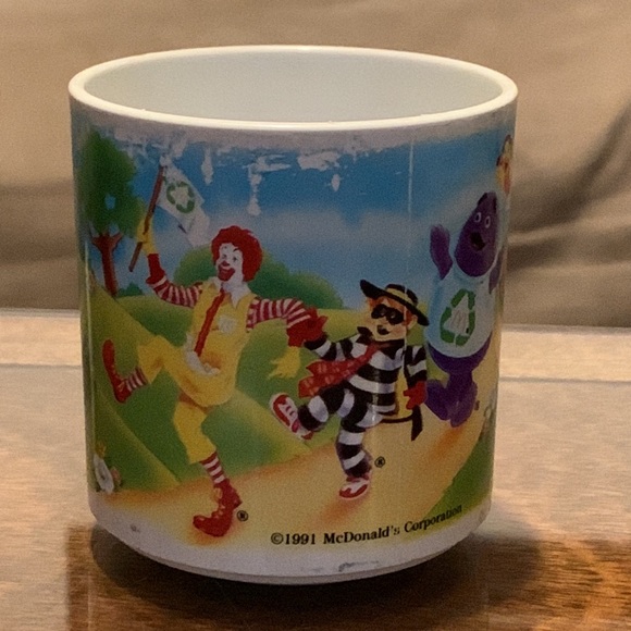 Ronald McDonald Image Mug 90s vintage kids drink cup 1991 Burglar Grimace too - Picture 6 of 6